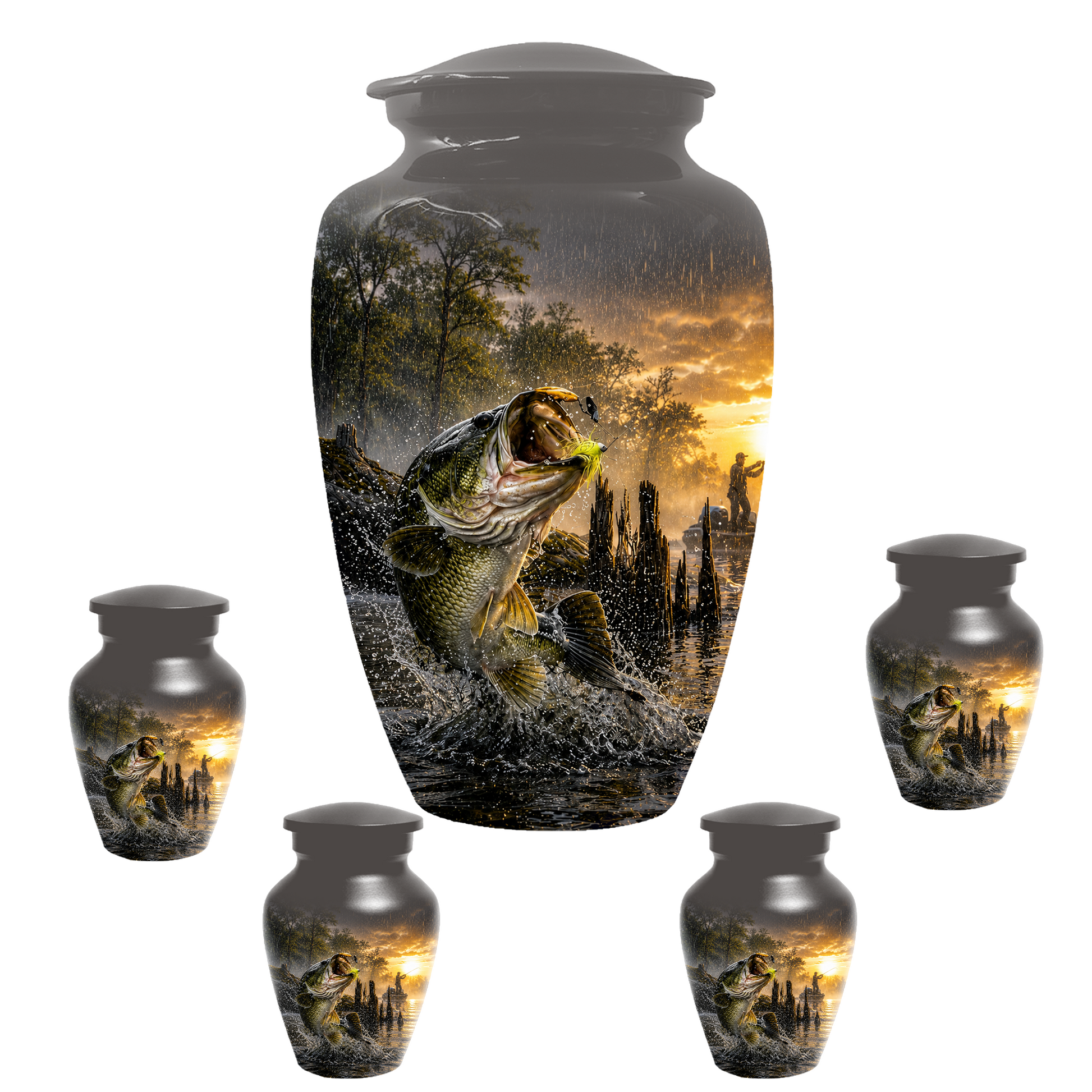 Fishing Urn for Dad - Bass Fisherman Memorial KeepsakeUrns,Personalized Lake Tribute