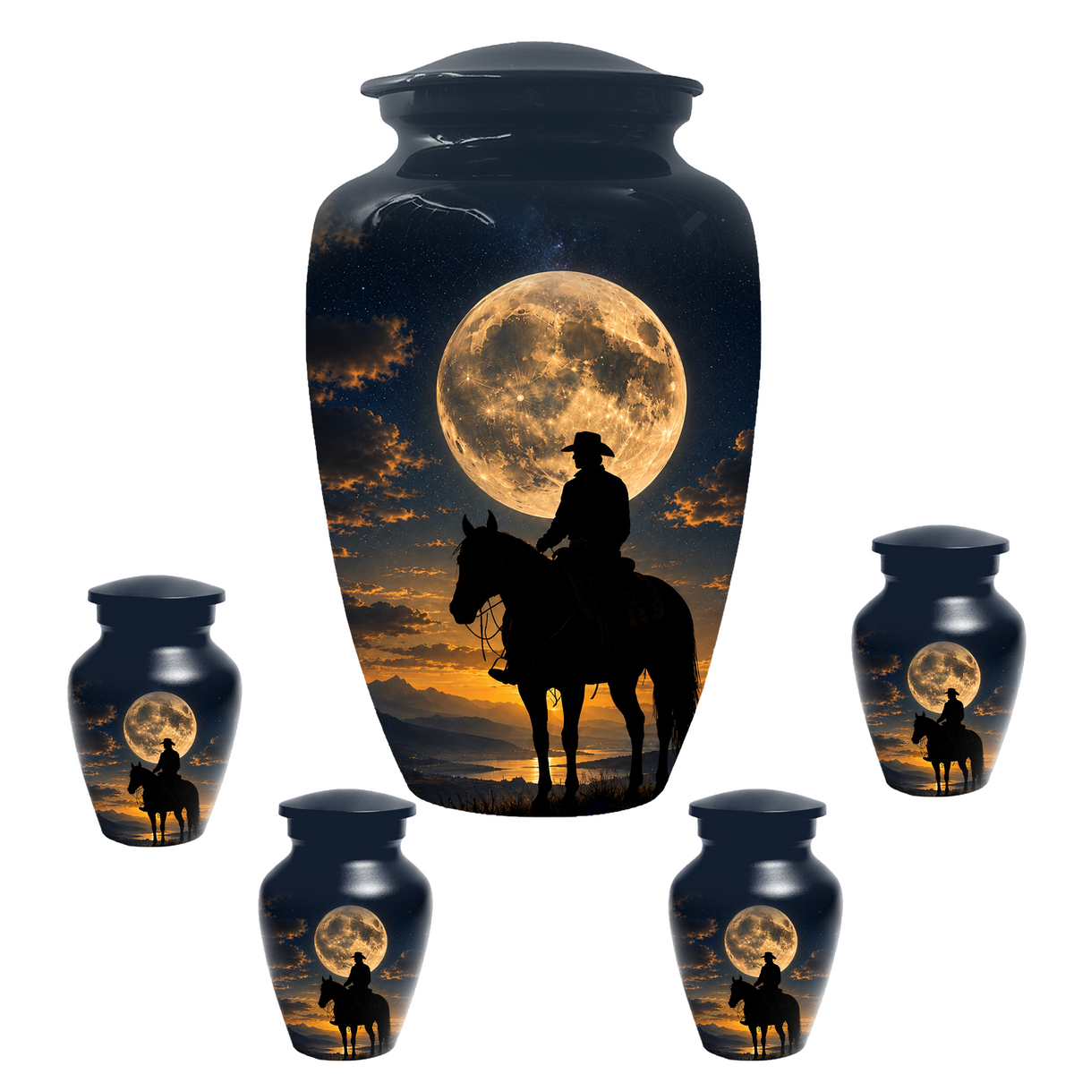 Cowboy Cremation Urn for Dad, Western Horse Memorial Urn for Ashes