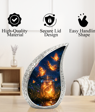 Butterfly Urn for Human Ashes |  Orange Butterfly Cremation Urn