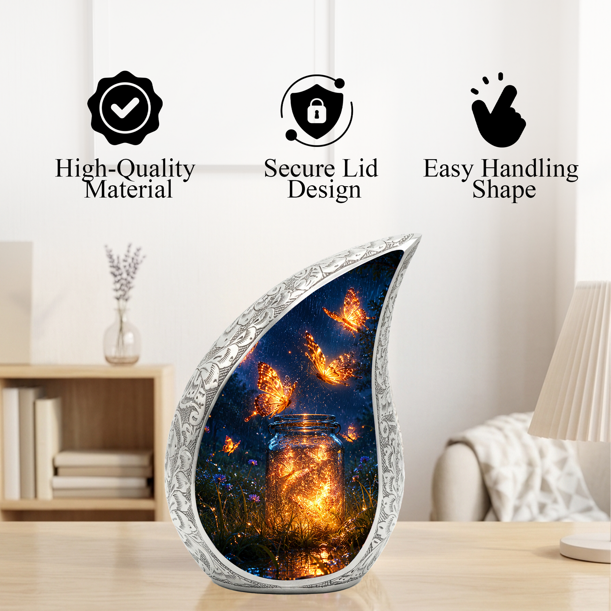 Butterfly Urn for Human Ashes |  Orange Butterfly Cremation Urn