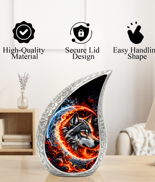 Wolf Cremation Urn for Ashes, Wolf Memorial Urn, Howling Wolf Adult Urn, Wildlife Cremation Urn
