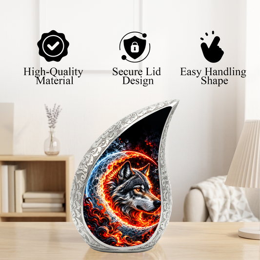 Wolf Cremation Urn for Ashes, Wolf Memorial Urn, Howling Wolf Adult Urn, Wildlife Cremation Urn