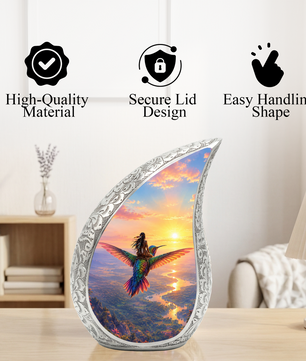 Hummingbird Urn for Human Ashes | Beautiful Adult Cremation Urn | Hummingbird Memorial Urn for Adult Ashes