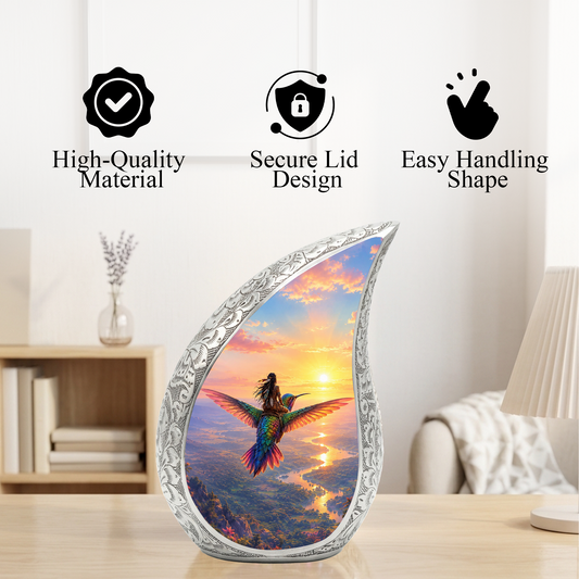 Hummingbird Urn for Human Ashes | Beautiful Adult Cremation Urn | Hummingbird Memorial Urn for Adult Ashes