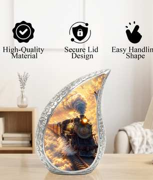 Steam Train Urn for Adult Ashes | Adult Cremation Urn | Memorial Urn for Human Ashes