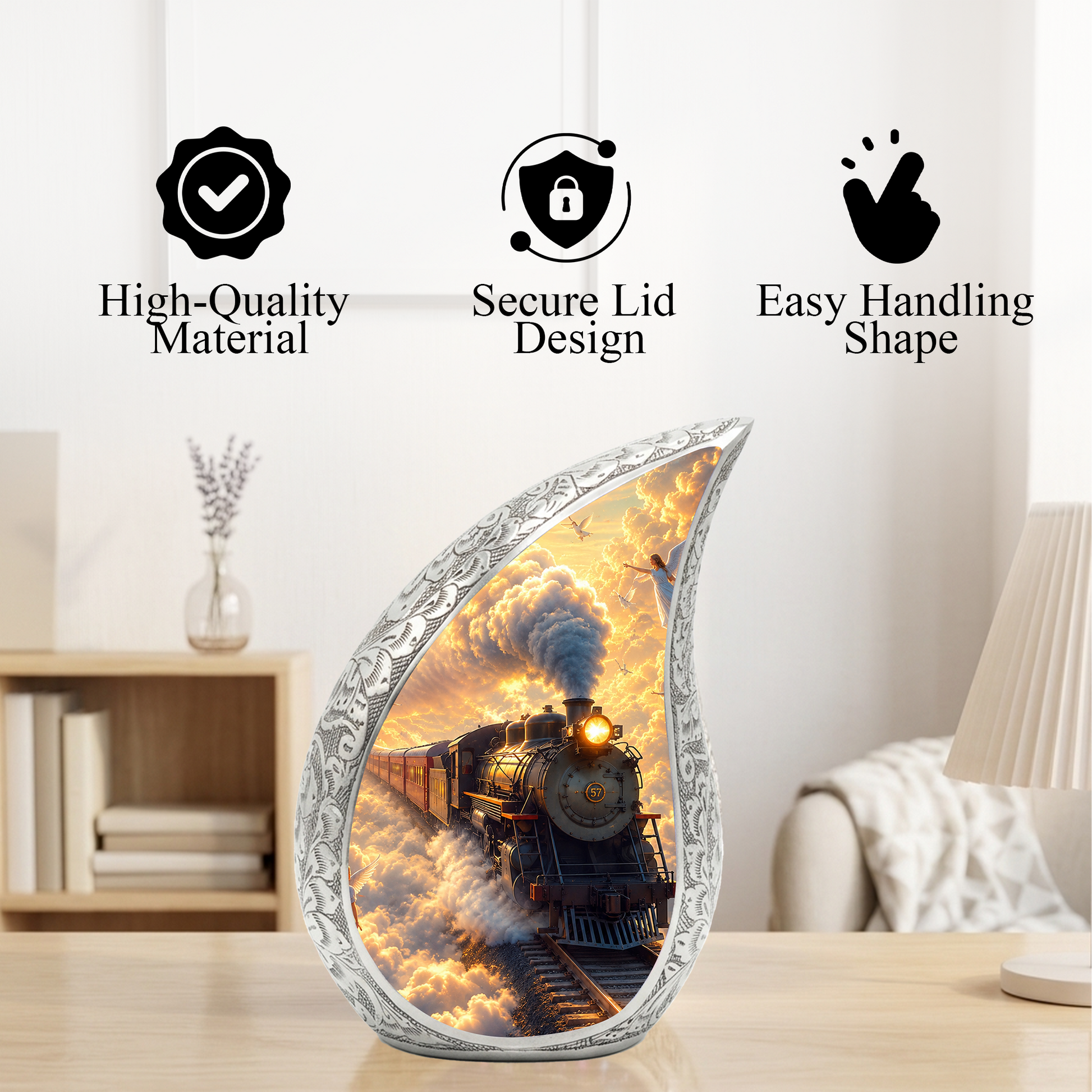 Steam Train Urn for Adult Ashes | Adult Cremation Urn | Memorial Urn for Human Ashes