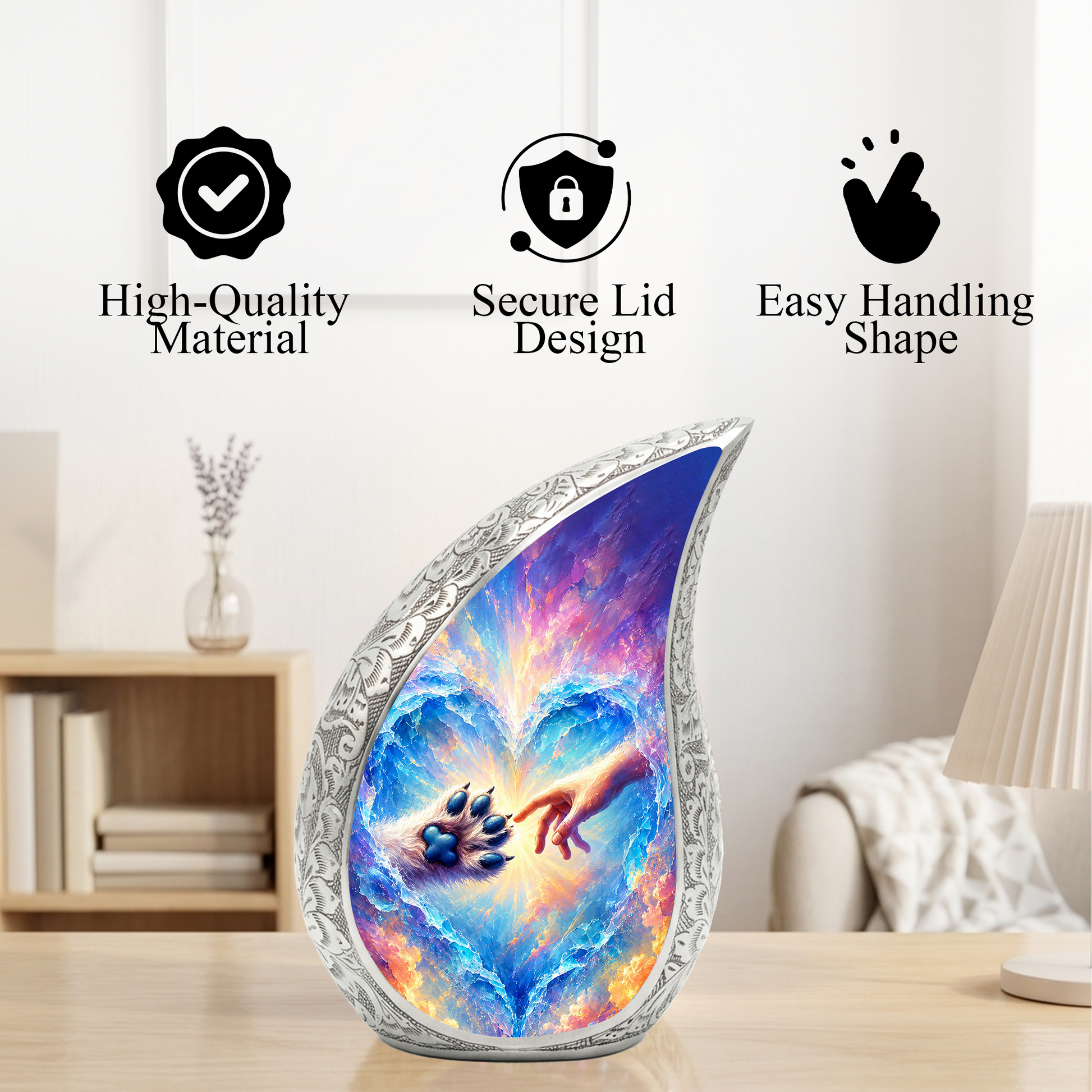 Heavenly Paw Adult Urn for Human Ashes – Heart Memorial Adult Cremation Urn