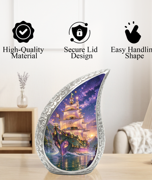 Pirate Ship Urn for Human Ashes | Nautical Adult Cremation Urn | Pirate Ship Memorial Urn for Adult Ashes
