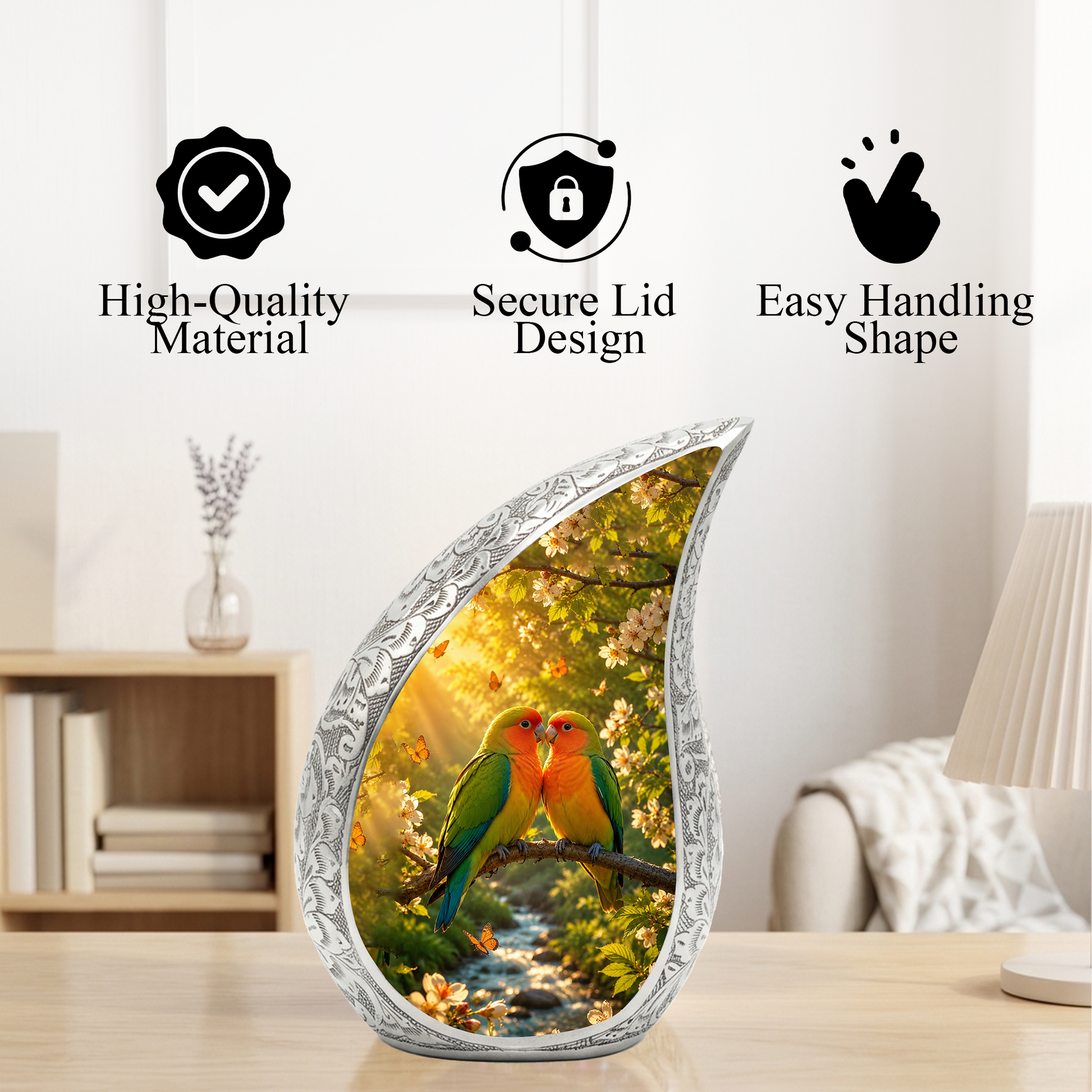 Lovebirds Adult Urn for Human Ashes – Memorial Adult Cremation Urn