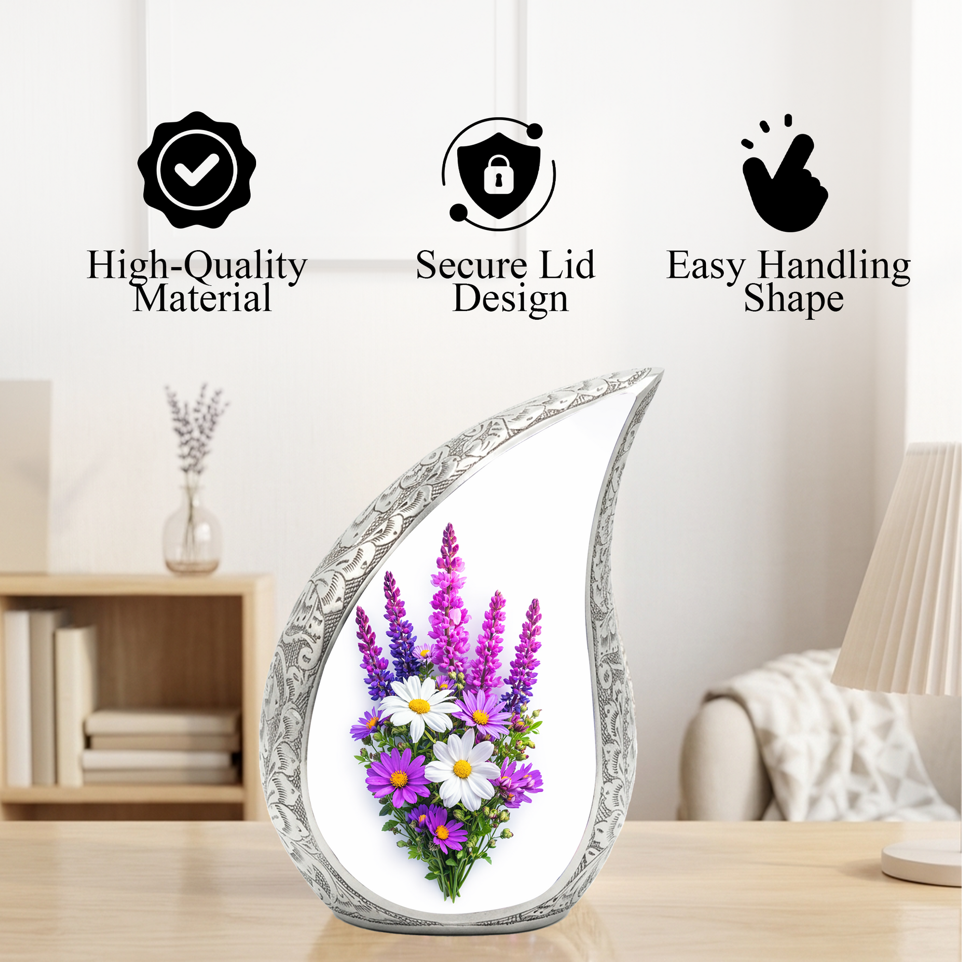 Butterfly Urn for Mom, Floral Heart Cremation Urn for Ashes