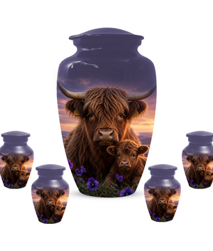 Highland Cow Cremation Urn for Ashes - Personalized Farm Animal Memorial