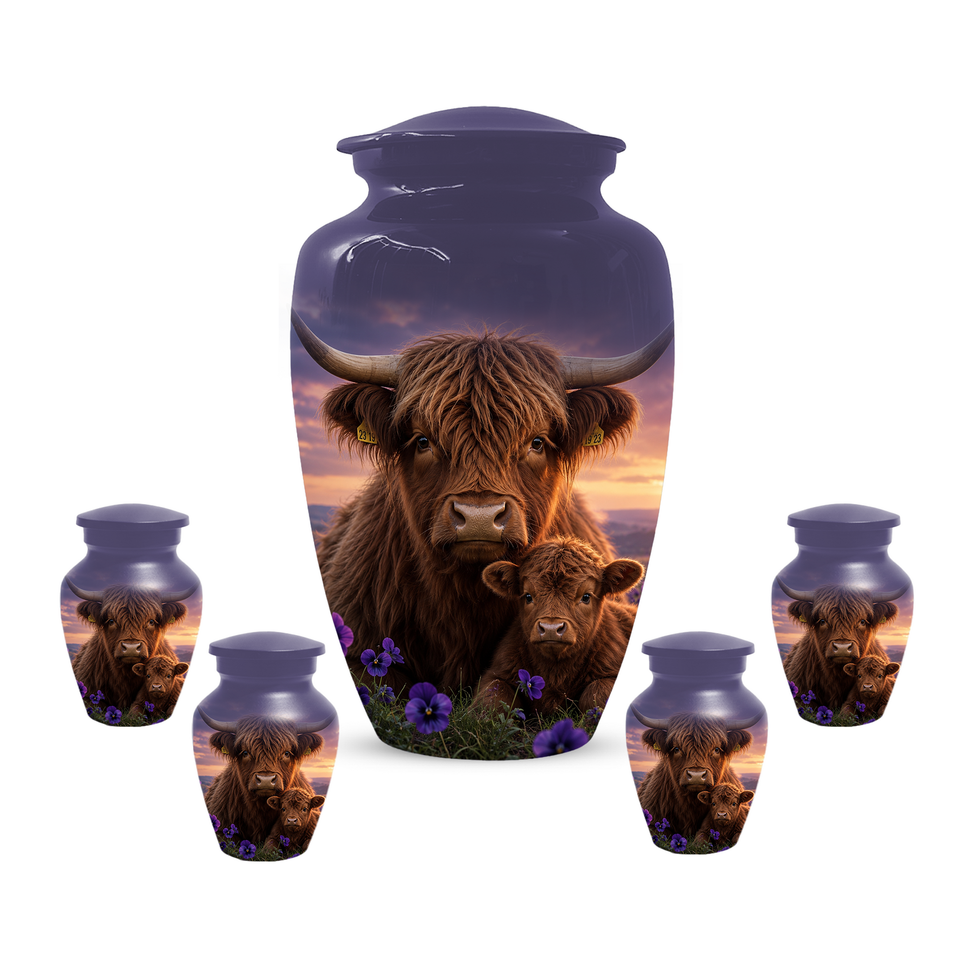 Highland Cow Cremation Urn for Ashes - Personalized Farm Animal Memorial