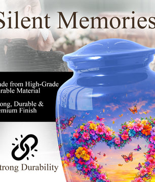 Butterfly Urn for Ashes – Floral Heart  Urn for Mom | Adult Female Cremation Large Urn