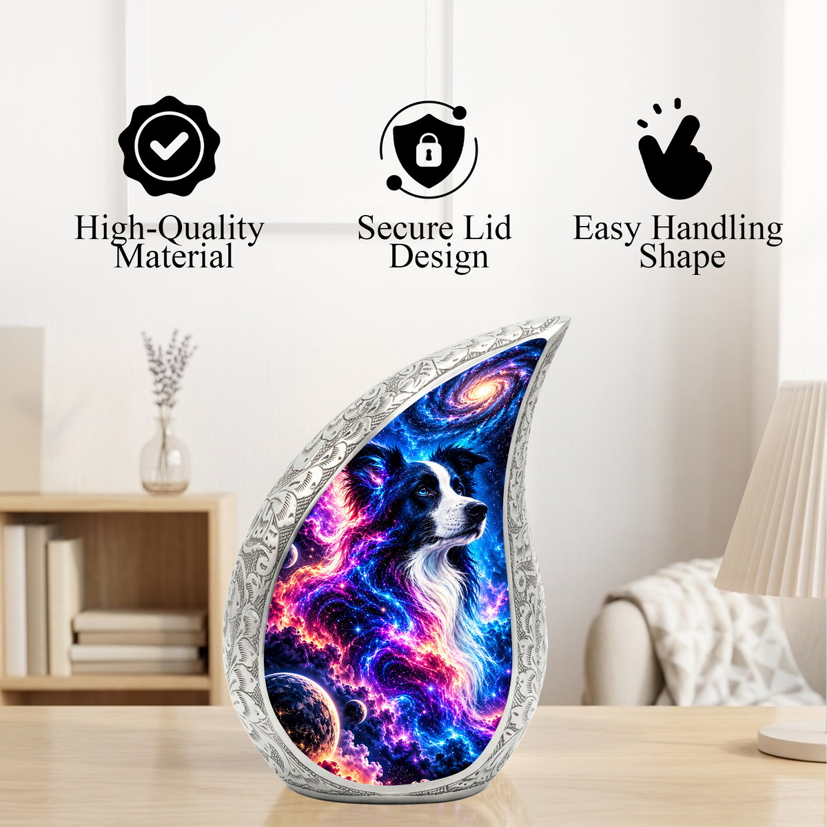 Border Collie Cremation Urn for Ashes, Personalized Dog Memorial Urn, Adult Pet Urn