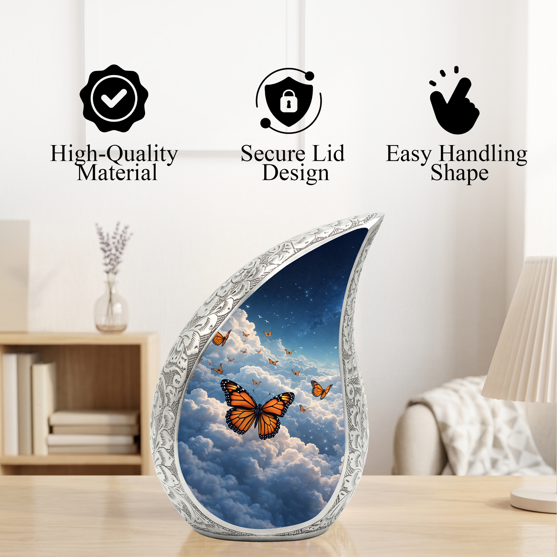 Butterfly Heaven Adult Urn for Human Ashes – Premium Butterfly Heaven Cremation Urn
