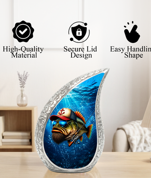 Gone Fishing Urn, Fish Cremation Urn for Ashes, Personalized Memorial Urn for Dad