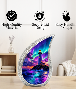 Ocean Lighthouse Cremation Urn for Adult Ashes | Lighthouse Ocean Wave Urn for Human Ashes, Mom & Women