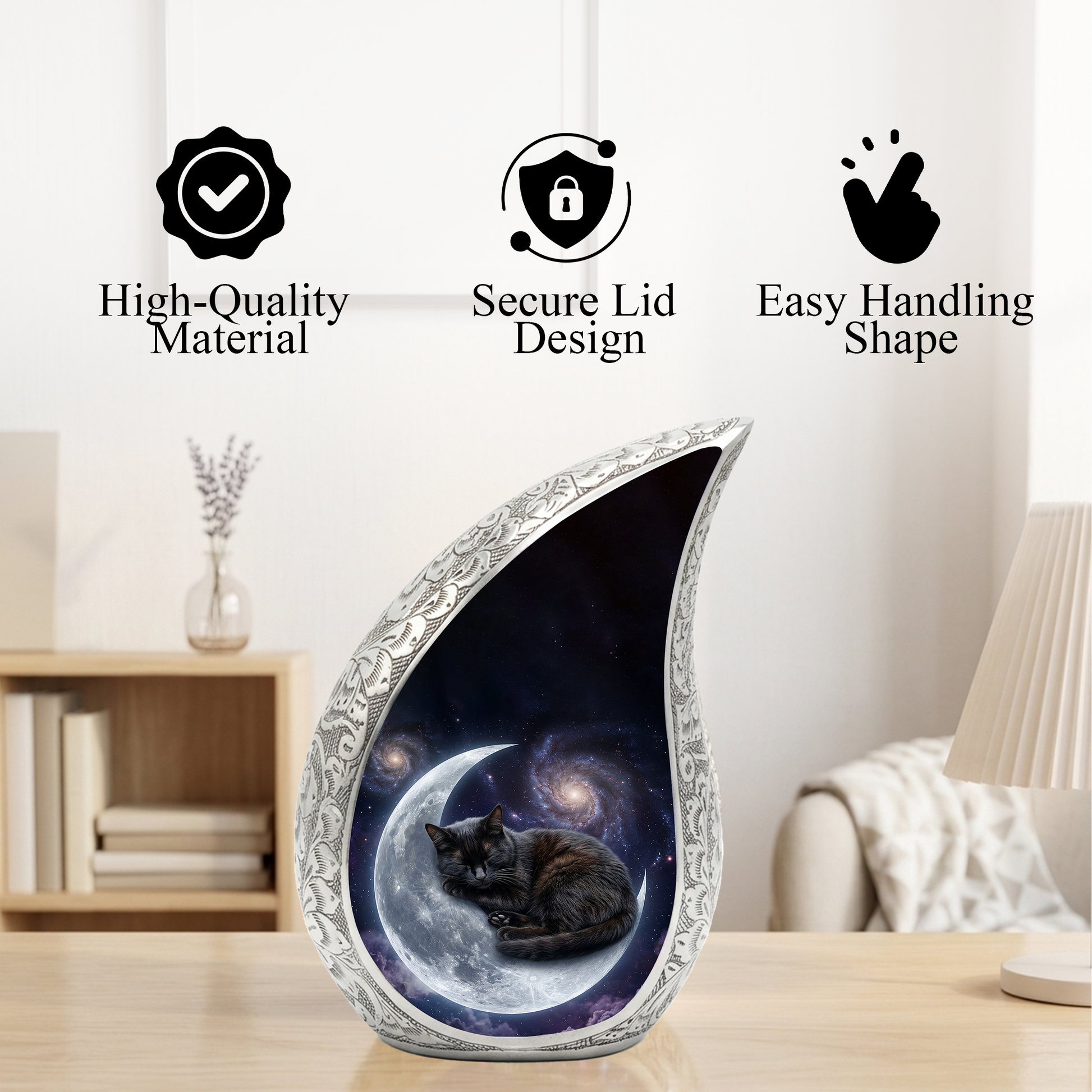 Moon Cat Memorial Urn, Personalized Cat Urn-Cremation Urn For Ashes