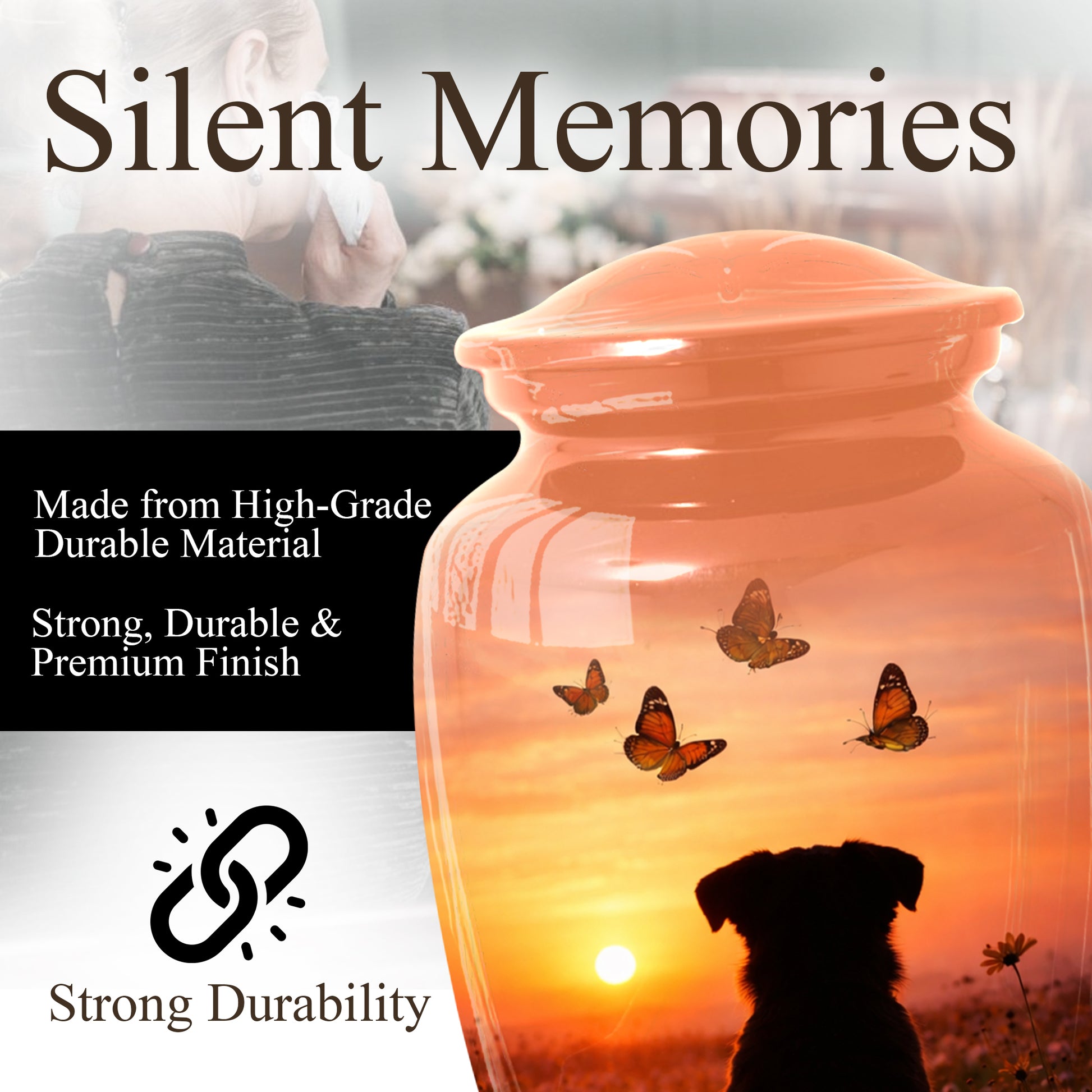 Dog Memorial Urn for Mom | Sunset Pet Memorial Cremation Large Urn - Keepsake Urn For Ashes