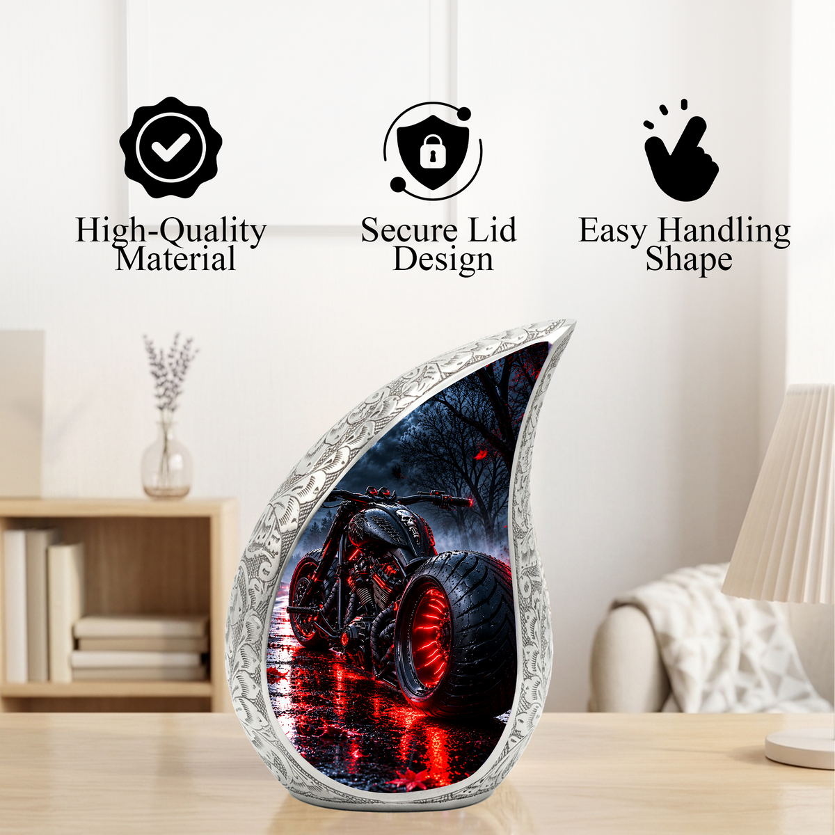 Motorcycle Cremation Urn for Ashes, Biker Memorial Urn, Motorcycle Adult Urn, Personalized Biker Cremation Urn
