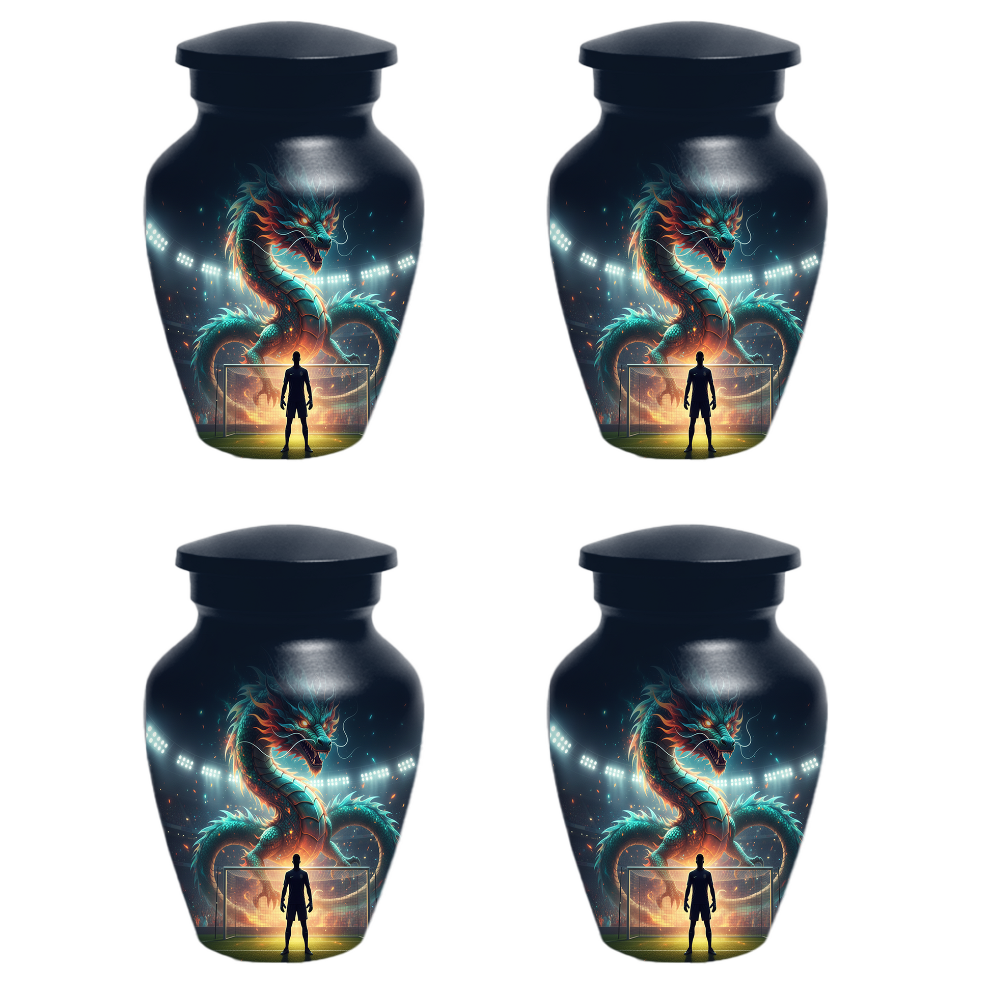 Dragon Soccer Urn for Human Ashes, Personalized Cremation Urn for Dad