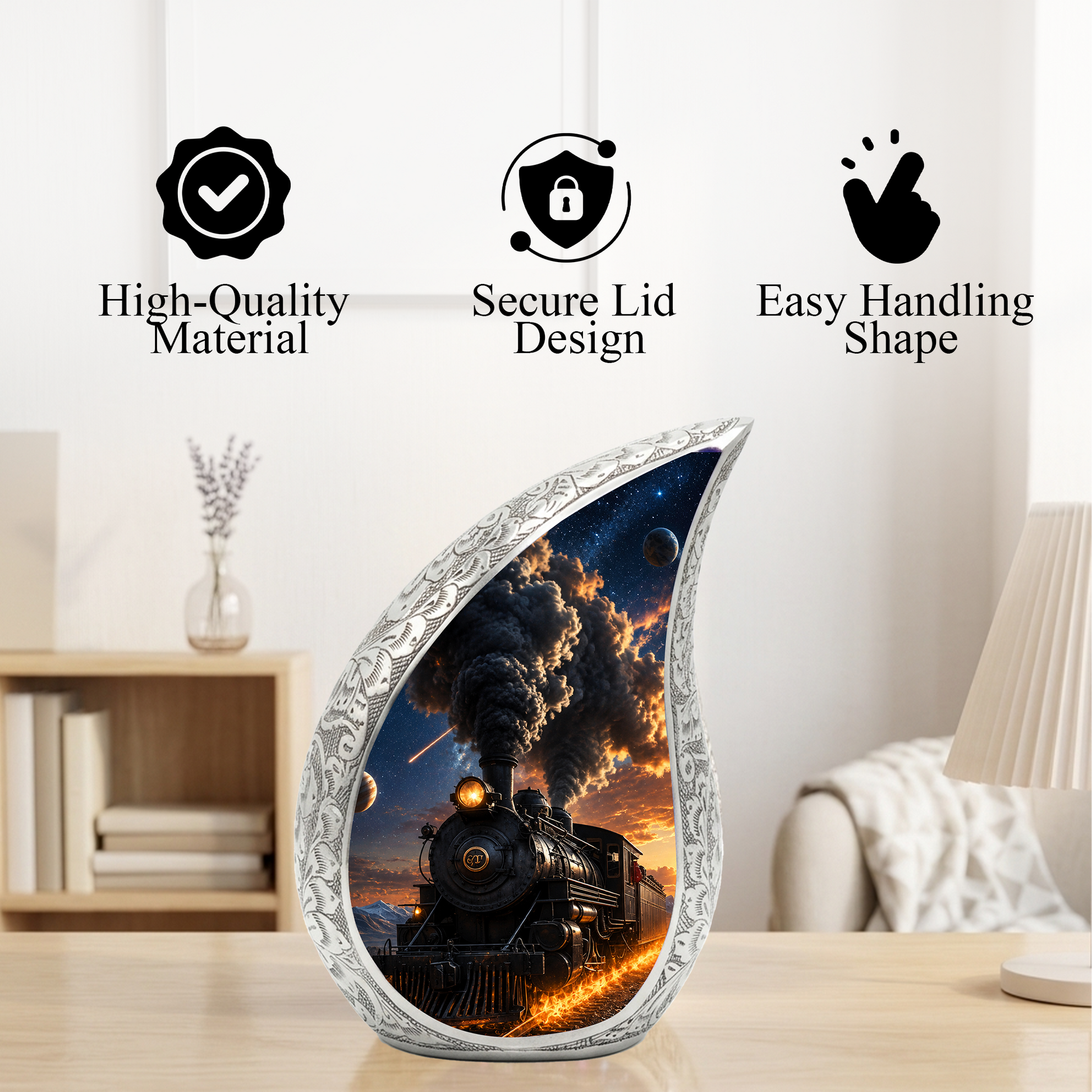 Train Urn for Human Ashes | Unique Adult Cremation Urn | Train Memorial Urn for Adult Ashes, Men & Women