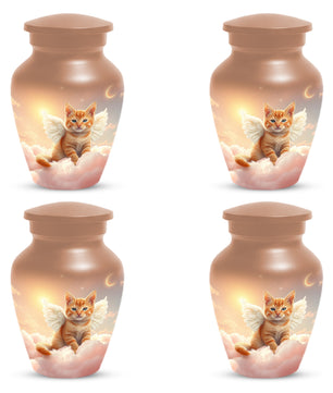 Angel Cat Urn for Ashes - Personalized Pet Memorial | Custom Metal Cremation Urn