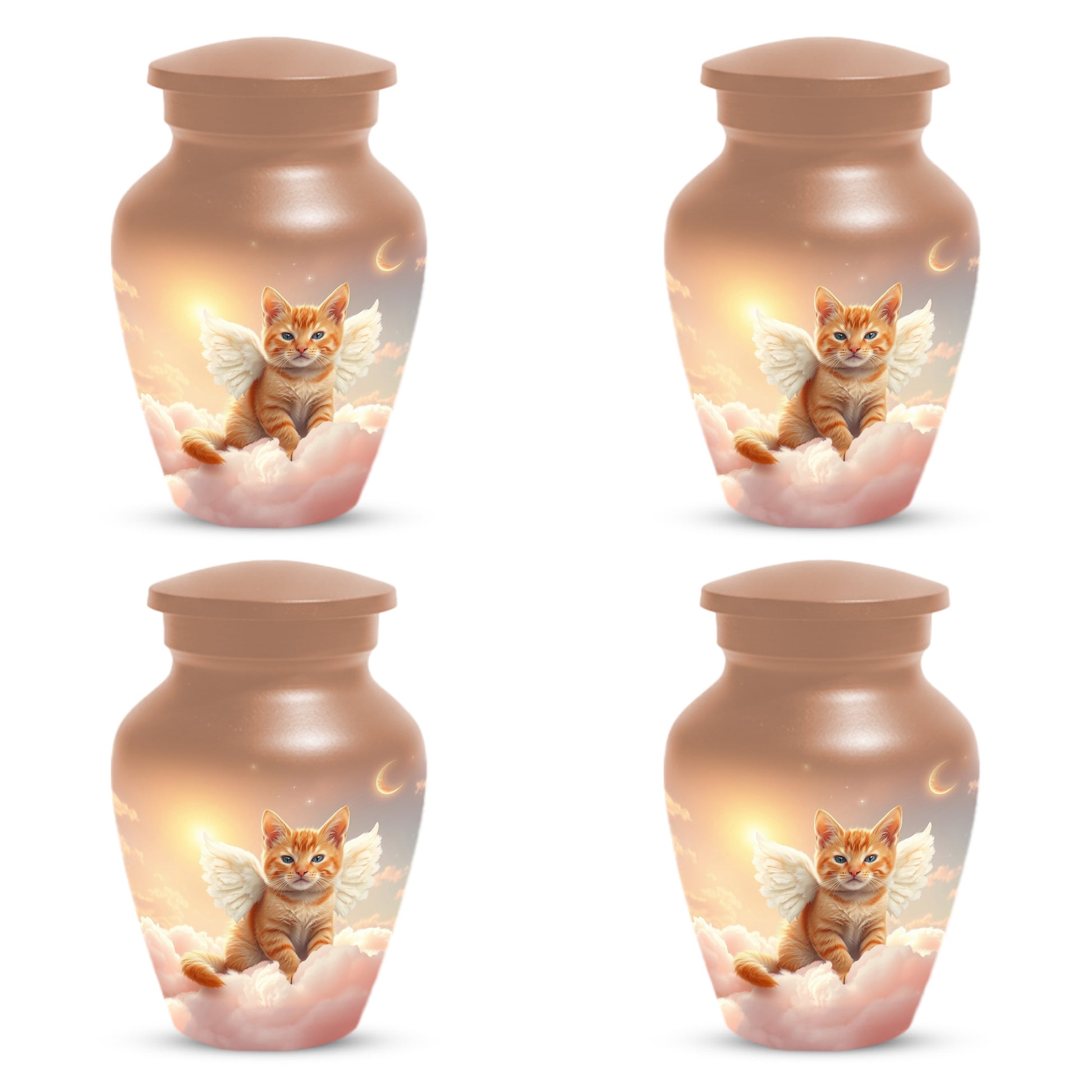Angel Cat Urn for Ashes - Personalized Pet Memorial | Custom Metal Cremation Urn