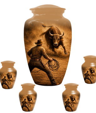Bull Riding Memorial Urn for Dad -  Cowboy Cremation Urn for Ashes Male