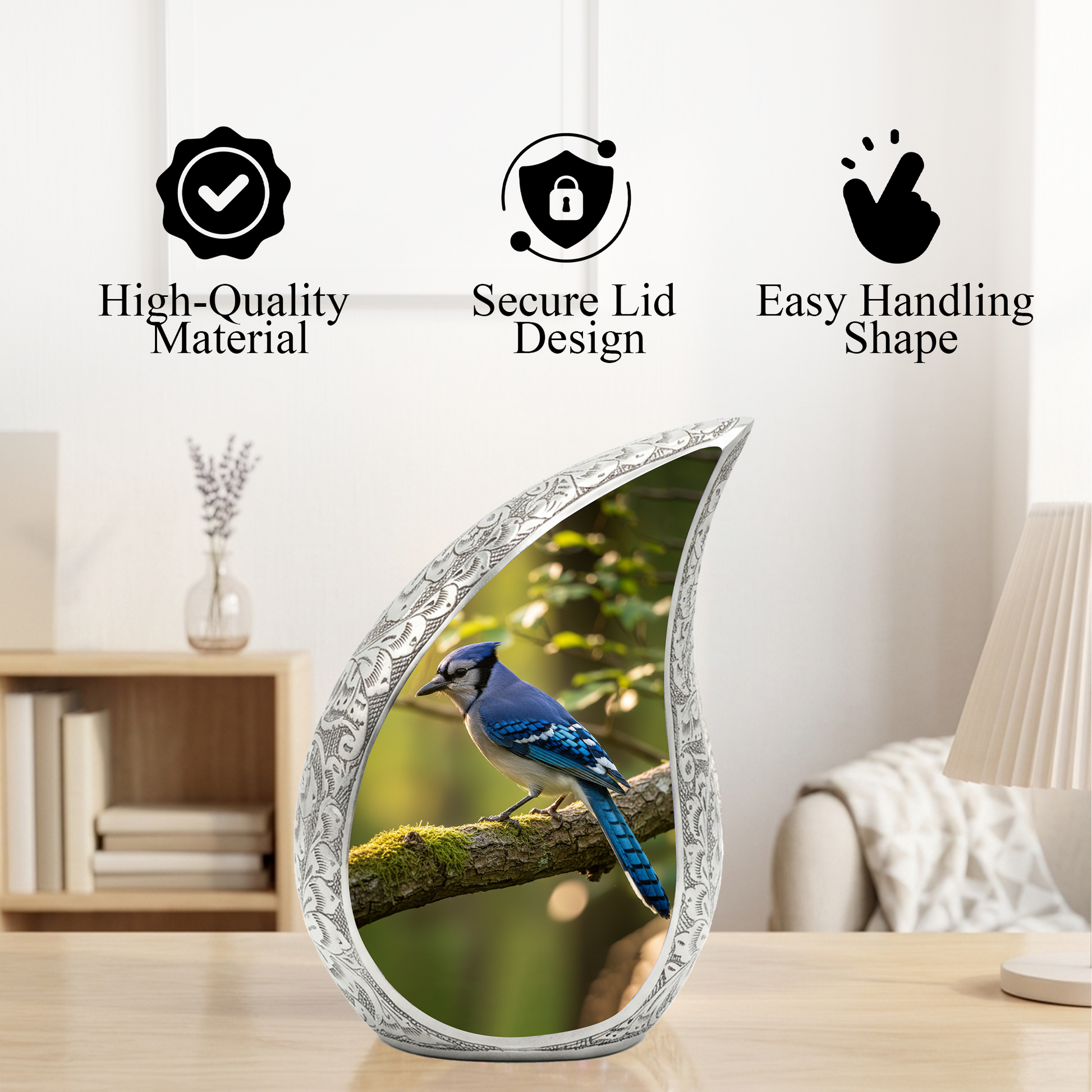 Blue Jay Memorial Urn for Mom | Personalized Funeral Urn