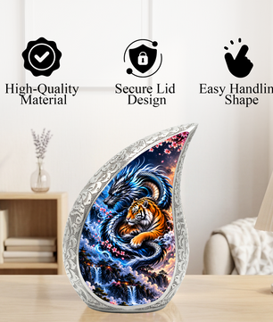 Dragon and Tiger Cremation Urn for Ashes, Asian Mythical Animal Memorial Urn