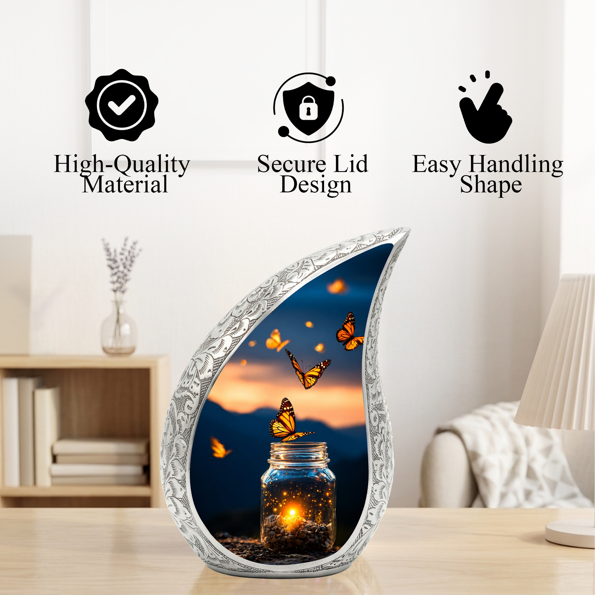 Butterfly Memorial Urn for Ashes, Adult Cremation Urn for Mom