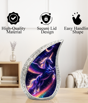 Unicorn Memorial Urn for Mom, Fantasy Cremation Urn for Women