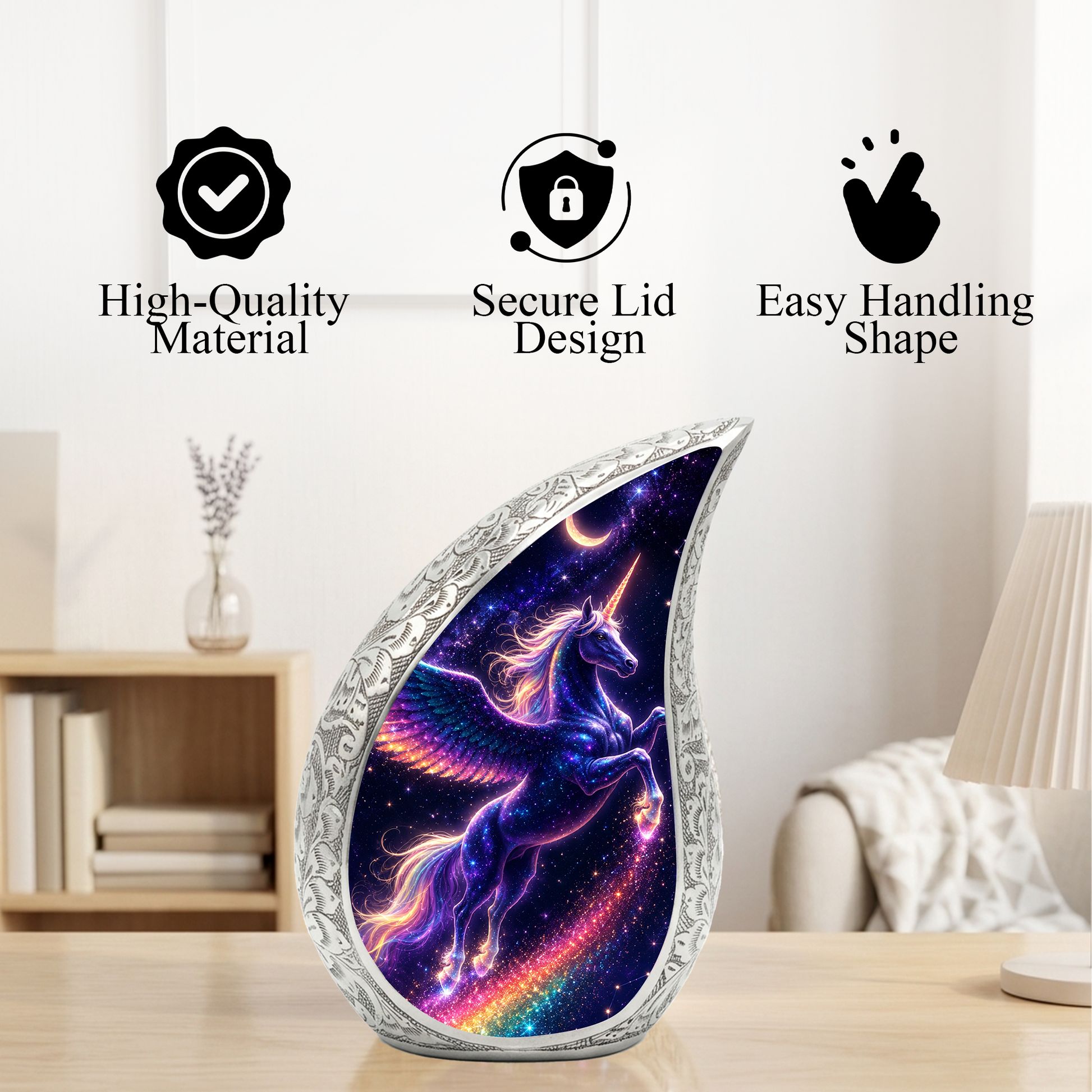 Unicorn Memorial Urn for Mom, Fantasy Cremation Urn for Women