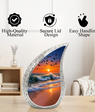 Ocean Sunset Adult Urn for Human Ashes – Premium Ocean Sunset Cremation Urn