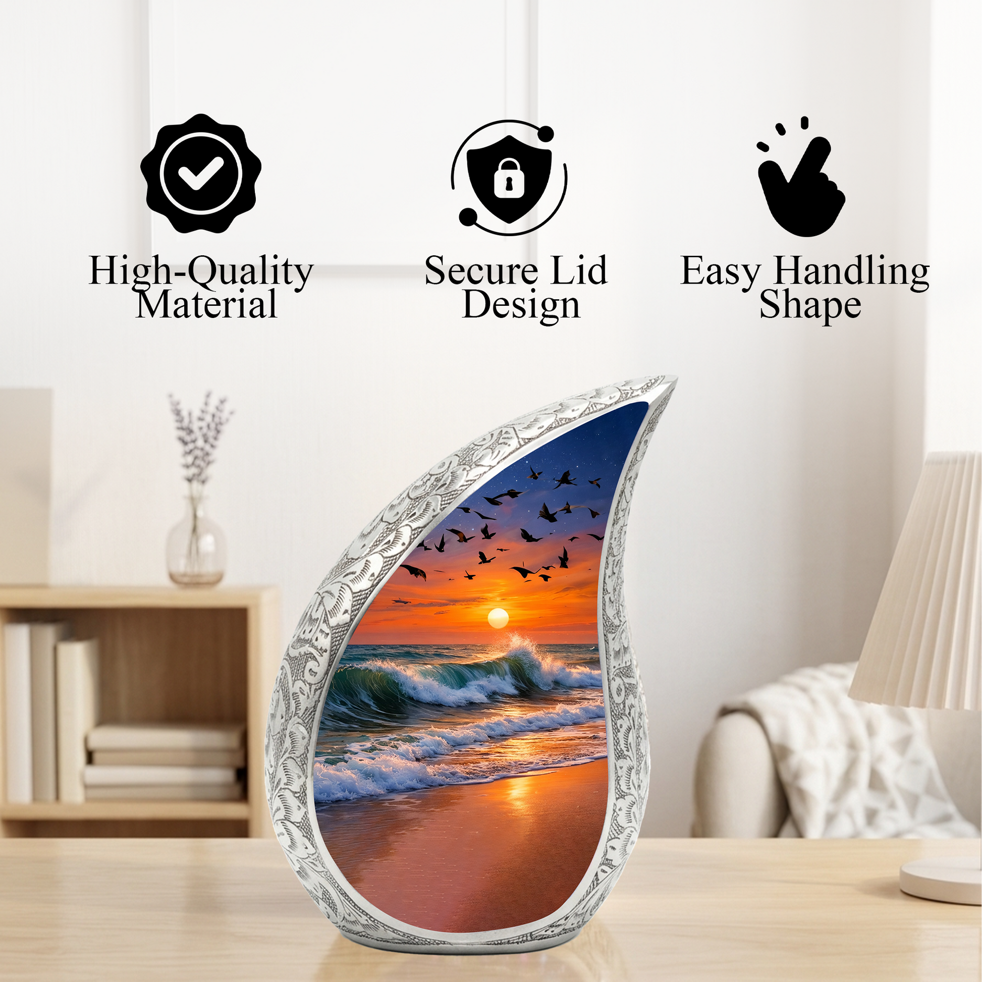 Ocean Sunset Adult Urn for Human Ashes – Premium Ocean Sunset Cremation Urn