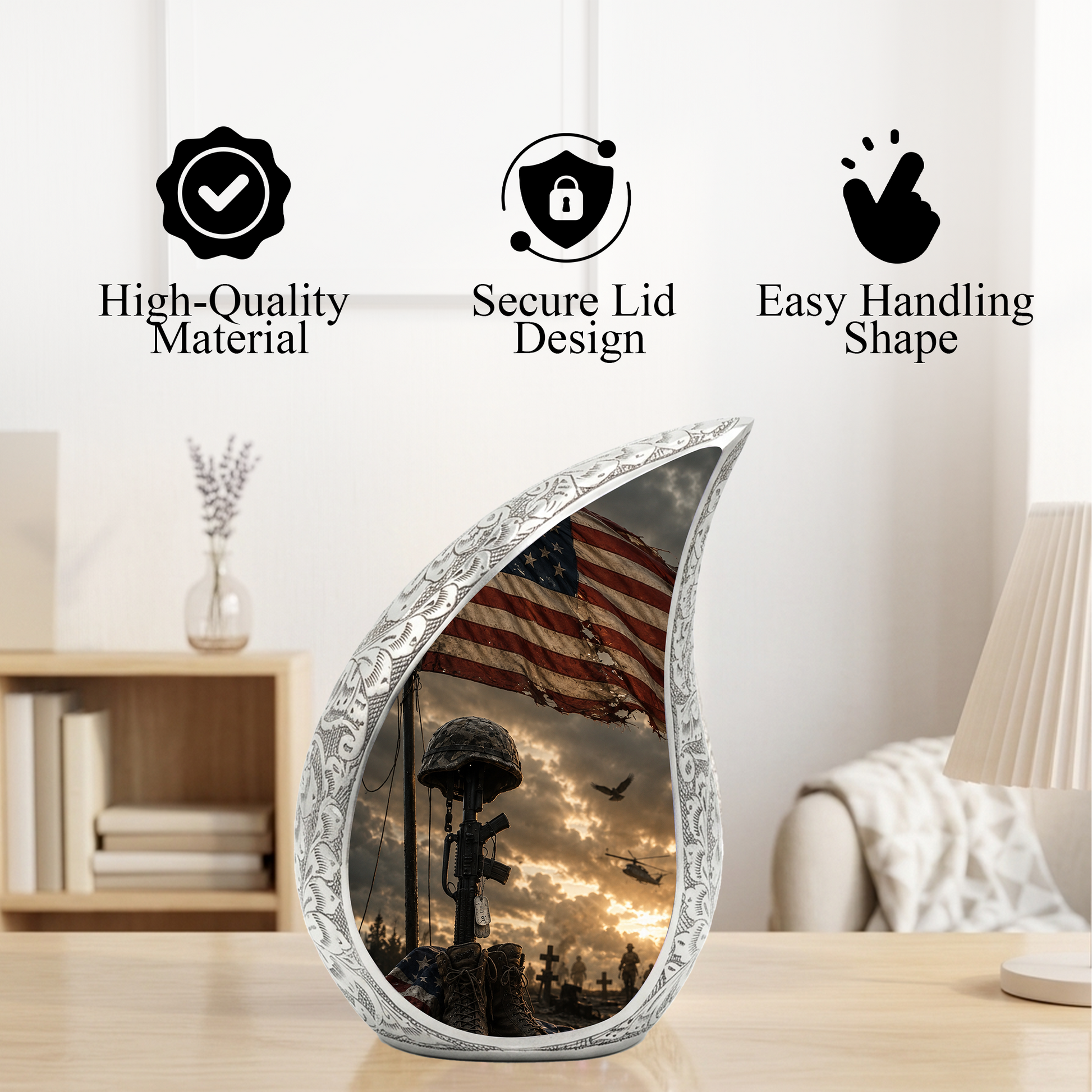 Military Urn for Human Ashes | Adult Military Cremation Urn & Patriotic Memorial Urn