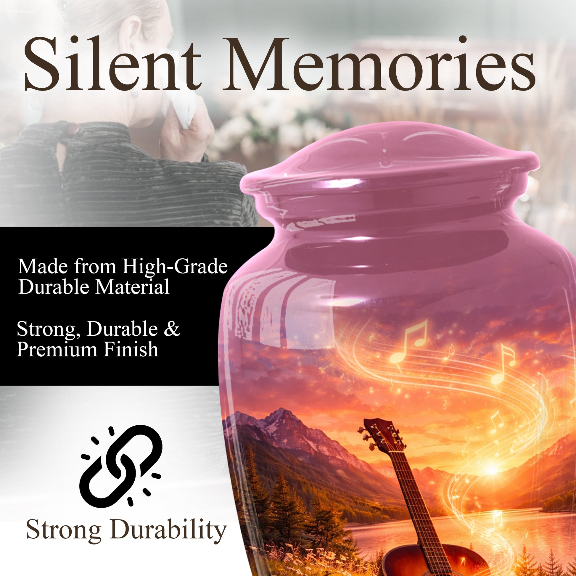 Guitar Urn for Mom - Music Memorial Large Urn for Women| Keepsake Urn For Ashes