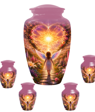 Angel Wing Cremation Urn for Mom - Heavenly Garden memorial urn for Women