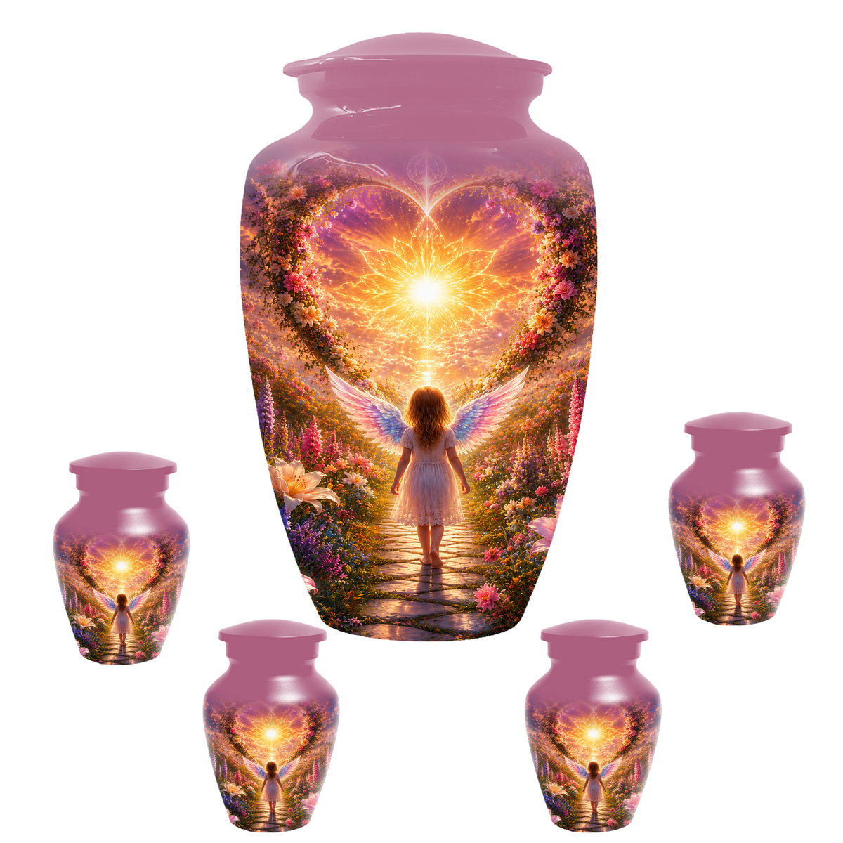 Angel Wing Cremation Urn for Mom - Heavenly Garden memorial urn for Women
