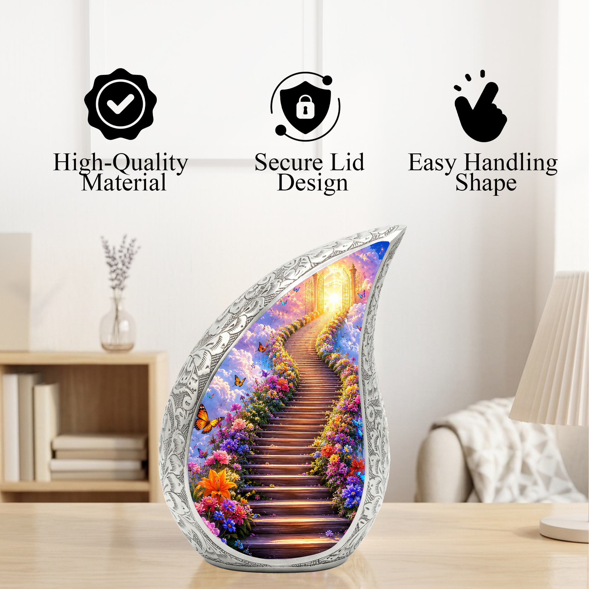 Heaven Gate Butterfly Urn for Ashes - Personalized Adult Cremation Urn with Butterflies | Memorial Funeral Urn for Adult Ashes
