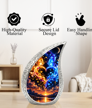 Butterfly Adult Urn for Ashes, Blue and Gold Butterfly Cremation Urn for Human Ashes