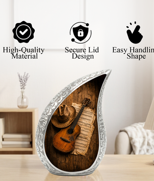 Guitar Urn for Human Ashes | Rock Music Adult Cremation Urn | Guitar Memorial Urn for Adult Ashes