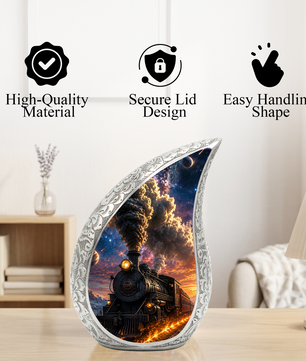 Train Urn for Human Ashes | Unique Railroad Adult Cremation Urn | Locomotive Memorial Urn for Adult Ashes