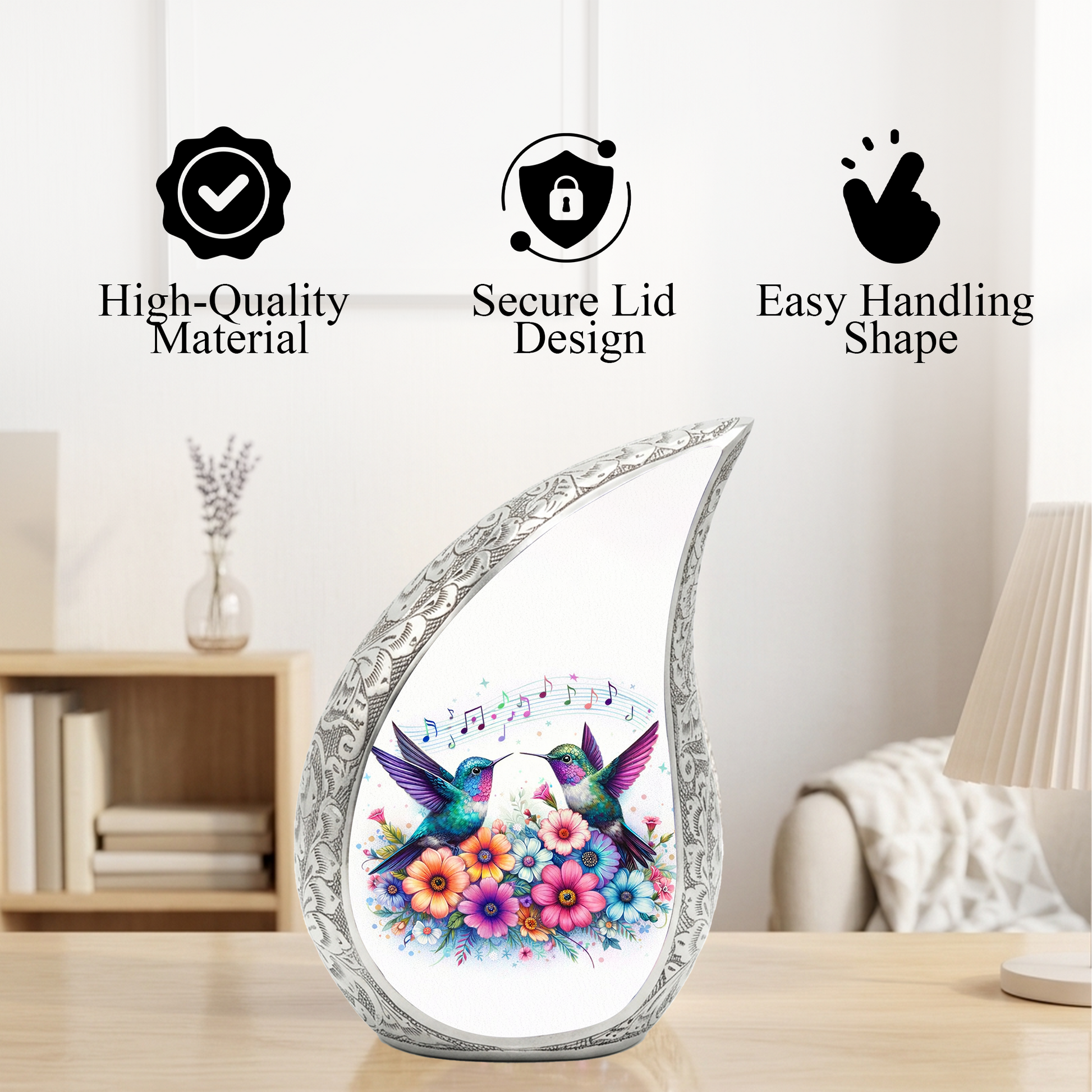 Beautiful Hummingbird with flowers Cremation Urn for Adult Ashes
