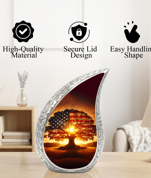Patriotic American Tree Adult Urn for Human Ashes
