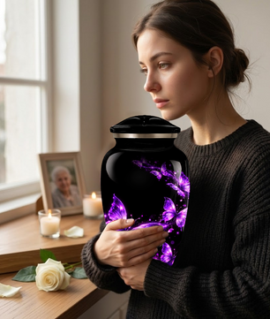 Purple Butterfly Cremation Urn for Ashes | Personalized Adult Memorial Urn | Handmade Butterfly Urn for Human Ashes