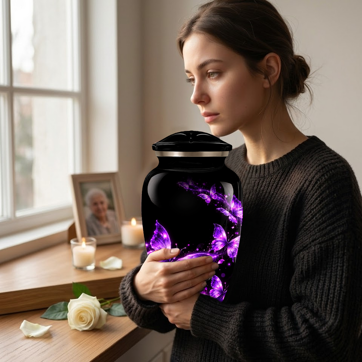Purple Butterfly Cremation Urn for Ashes | Personalized Adult Memorial Urn | Handmade Butterfly Urn for Human Ashes