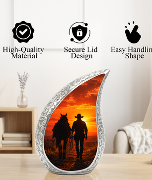 Cowboy Urn for Dad Ashes | Western Cremation Urn for Men | Cowboy Memorial Urn for Adult Male
