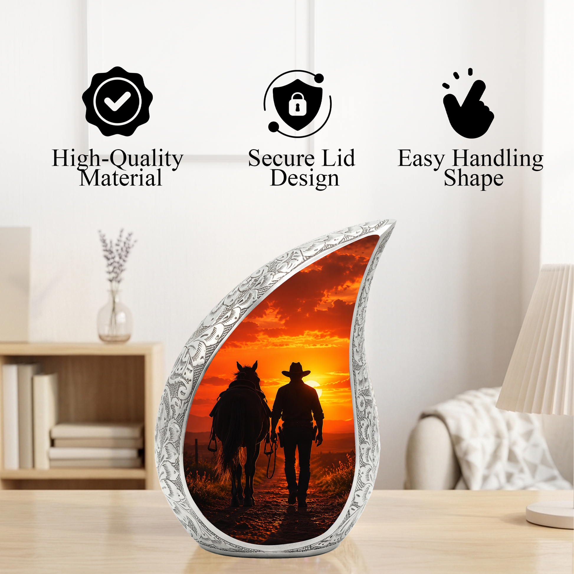 Cowboy Urn for Dad Ashes | Western Cremation Urn for Men | Cowboy Memorial Urn for Adult Male